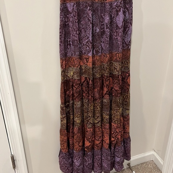 Anthropologie Colima Boho Tiered Snake Print Maxi Dress Size M Petite - Picture 6 of 8